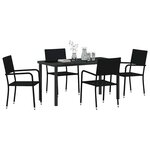 vidaXL Ensemble de salle à manger pour jardin 5 Pièces Noir polyrotin