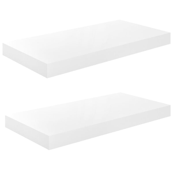vidaXL Étagère murale flottante 2 Pièces Blanc brillant 50x23x3 8 cm MDF