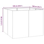 vidaXL Jardinière rouillé 100x100x80 cm acier inoxydable