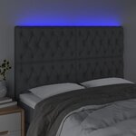 vidaXL Tête de lit à LED Gris foncé 144x7x118/128 cm Tissu
