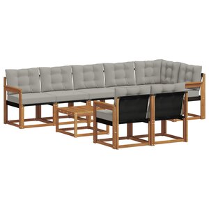vidaXL Ensemble de canapés d'extérieur 9 pc Gris Naturel et Clair