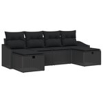 vidaXL Ensemble de Canapé de Jardin en 6 pièces avec Coussins Noir Poly Rattan