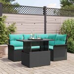 vidaXL Ensemble de canapé de jardin 5 Pièces Noir Poly Rattan