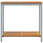 vidaXL Table d'extérieur Naturel et Gris 35x80x75 cm Bois massif et acier