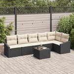vidaXL Ensemble de canapé de jardin 7 Pièces Noir Poly rotin