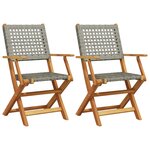 vidaXL Chaises de jardin lot de 2 gris bois massif d'acacia et rotin