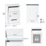 Boîte aux Lettres en Acier  Up D-2006/W  Fenêtres Transparentes  Blanc