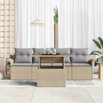 vidaXL Ensemble de canapé de jardin 5 Pièces Beige Poly Rattan