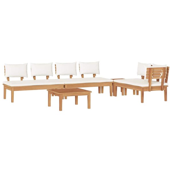 vidaXL Ensemble de banc de jardin avec coussin 5 Pièces Marron et Crème