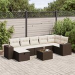 vidaXL Salon de jardin 8 Pièces avec coussins marron résine tressée
