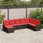 vidaXL Ensemble de Canapés 8 Pièces Marron et rouge polyrotin