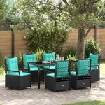 vidaXL Ensemble de 7 pièces de meubles de jardin en rattan poly noir