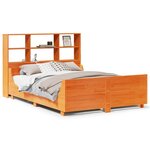 vidaXL Lit bibliothèque sans matelas cire marron 135x190cm bois massif