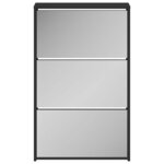 vidaXL Meuble à chaussures avec miroir 3 niveaux Noir 63 x 17 x 102 5 cm