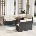 Ensemble de Canapés de Jardin de 9 pièces avec Coussins Noir Poly Rattan