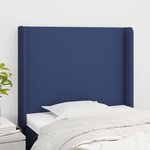 vidaXL Tête de lit avec oreilles Bleu 103x16x118/128 cm Tissu