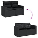 vidaXL Salon de jardin 6 Pièces avec coussins noir résine tressée