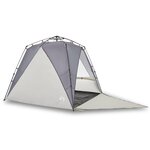 vidaXL Tente de plage 4 personnes gris libération rapide imperméable