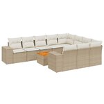vidaXL Salon de jardin 11 Pièces avec coussins beige résine tressée