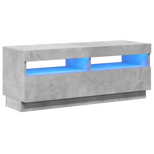 vidaXL Meuble TV avec lumières LED gris béton 100x35x40 cm