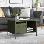 vidaXL Table basse vert olive 68 5x50x43 5 cm acier laminé à froid