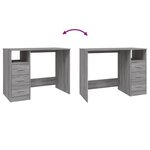 Bureau table poste de travail meuble d'ordinateur informatique étude avec tiroirs sonoma 102 x 50 x 76 cm bois d'ingénierie gris 02_0023474