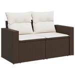 vidaXL Salon de jardin 8 Pièces avec coussins marron résine tressée
