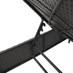 vidaXL Chaise longue avec table et coussin noir résine tressée