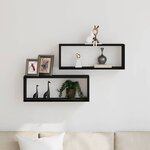 vidaXL Étagères murales avec étagère 2 Pièces Chêne noir 60 x 15 x 23 cm