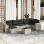 vidaXL Salon de jardin 8 Pièces avec coussins gris clair résine tressée