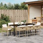 vidaXL Ensemble de salle à manger pour jardin 9 Pièces Beige Poly rotin