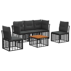 vidaXL Ensemble de canapés d'extérieur 6 Pièces Noir et Gris foncé