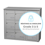 Bloc collectif Leabox  3x3  grade 3  simple face  extérieur  fixation murale  gris clair ral 7035 finition brillante