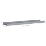 vidaXL Étagères à rebord pour cadre photo 2 Pièces Gris 60x9x3 cm MDF