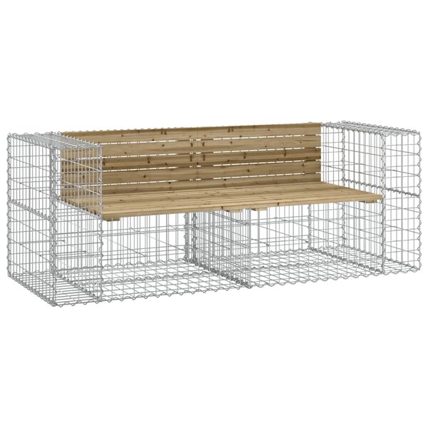 vidaXL Banc de jardin design gabion 184x71x65 5cm bois de pin imprégné