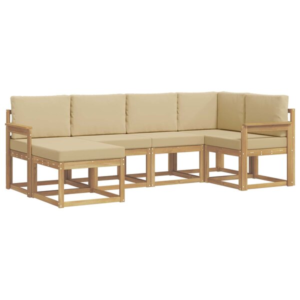 vidaXL Ensemble de canapés d'extérieur 6 pc Blanc et Beige Polyester
