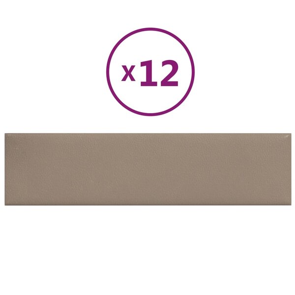 vidaXL Panneaux muraux 12 Pièces Cappuccino 60x15 cm Similicuir 1 08 m²