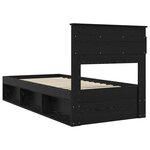 vidaXL Cadre de lit avec matelas Noir 90 x 200 cm Pin massif