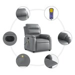 vidaXL Fauteuil de massage inclinable électrique gris similicuir