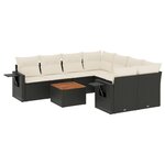 vidaXL Salon de jardin 9 Pièces avec coussins noir résine tressée
