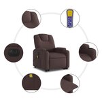 vidaXL Fauteuil inclinable de massage électrique Marron foncé Tissu