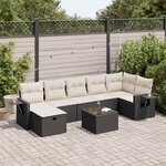 vidaXL Salon de jardin 8 Pièces avec coussins noir résine tressée