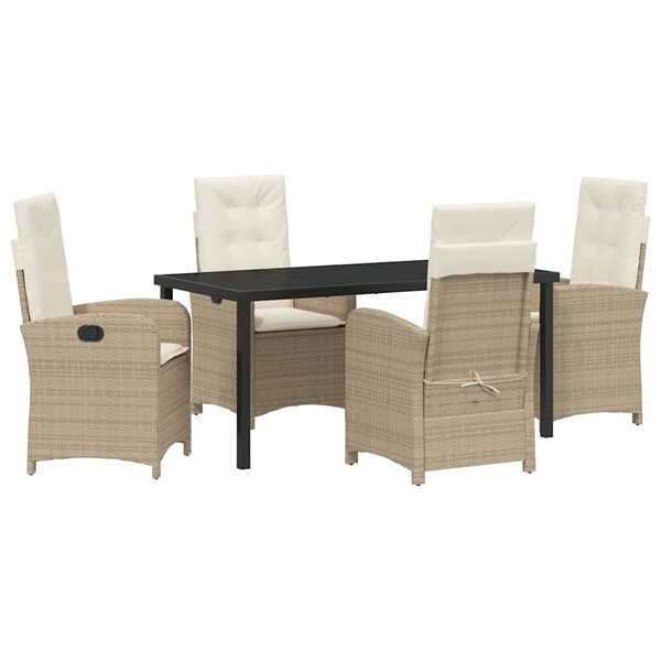 vidaXL Ensemble de salle à manger pour jardin 5 Pièces Beige polyrotin