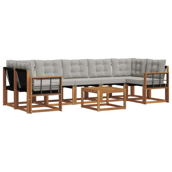 vidaXL Ensemble de canapés d'extérieur 8 pc Gris Naturel et Clair