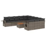 vidaXL Salon de jardin avec coussins 12 Pièces gris résine tressée