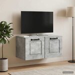 vidaXL Meuble TV mural Gris béton 59 5 x 31 x 30 cm Bois d'ingénierie