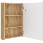 vidaXL Armoire de salle de bain à miroir LED blanc et chêne 50x13x70cm