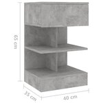 vidaXL Table de chevet Gris béton 40x35x65 cm Bois d’ingénierie