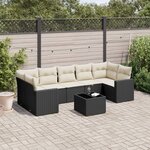 vidaXL Salon de jardin 8 Pièces avec coussins noir résine tressée