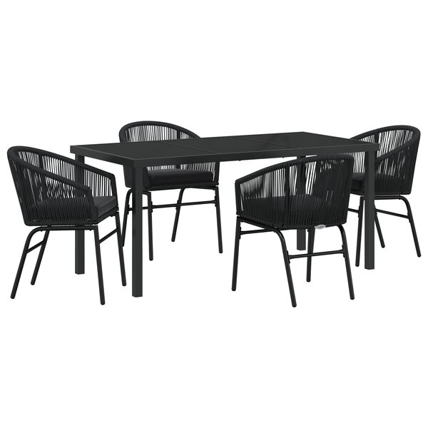 vidaXL Ensemble de salle à manger de jardin 5 pièces en rattan noir